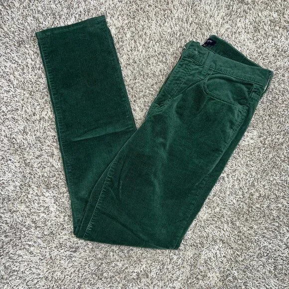 J Crew Factory - Emerald Green Corduroy Straight Pants - Size 28 (6) Tall - Picture 1 of 4
